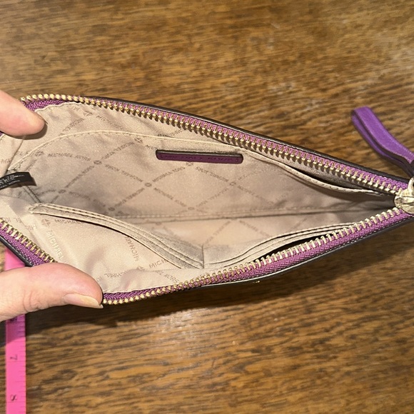 Michael Kors purple wristlet with gold zipper/ accents - Picture 7 of 7